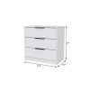 28" White Manufactured Wood Three Drawer Dresser
