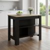 Modern Black Wengue and Light Oak Kitchen Island
