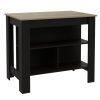 Modern Black Wengue and Light Oak Kitchen Island