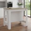 Modern White and Light Oak Kitchen Island