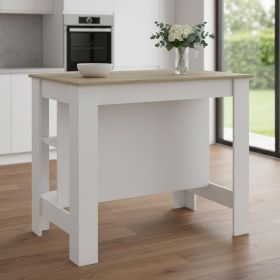 Modern White and Light Oak Kitchen Island
