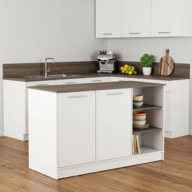 Sleek and Modern White and Dark Brown Kitchen Island