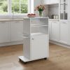 Contemporary White Rolling Kitchen Cart