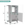 Contemporary White Rolling Kitchen Cart