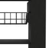 Sleek Black and Light Oak Portable Kitchen Cart