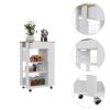 Sleek White and Light Oak Portable Kitchen Cart