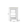 Sleek White and Light Oak Portable Kitchen Cart