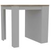 Stylish White and Pine Kitchen Counter and Dining Table Combination