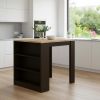 Stylish Black Wengue and Pine Kitchen Counter and Dining Table Combination