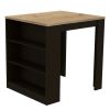 Stylish Black Wengue and Pine Kitchen Counter and Dining Table Combination