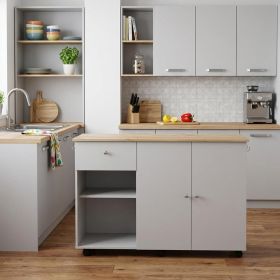 Sleek and Modern White Pine Kitchen Island Cart