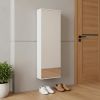 Stylish White  Wall Mounted Shoe Rack with Mirror