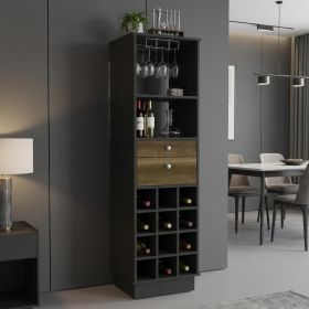 18" Black Bar Cabinet With Two Drawers