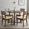 Set Of Four 17" X 17" Cornsilk Linen Solid Color Dining Chair Pad