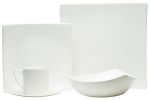 White Five Piece Square Bone China Dinnerware Set