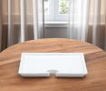 Set of Six White Porcelain Appetizer Plates with Wine Holder