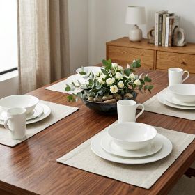 White Sixteen Piece Round Bone China Service For Four Dinnerware Set