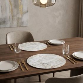 Set of Two Gold Swirl Cork Back Round Indoor Outdoor Placemats