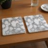 Set of Two Gray and Gold Abstract Cork Square Indoor Outdoor Placemats