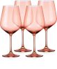 Set of Four Translucent Blush coral Large Wine Glasses