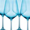 Set of Four Translucent Aqua Blue Large Wine Glasses
