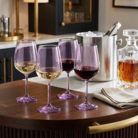 Set of Four Translucent Purple Large Wine Glasses