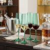 Set of Four Translucent Pale Green Champagne Flutes
