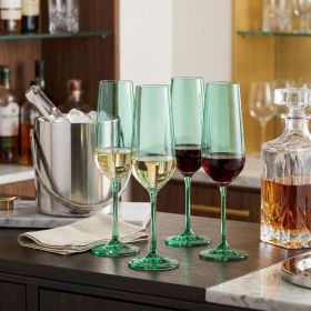 Set of Four Translucent Pale Green Champagne Flutes