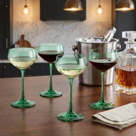 Set of Four Translucent Pale Green Coupe Glasses