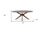 75" Brown Oval Solid Manufactured Wood Pedestal Base Dining Table