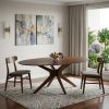 75" Brown Oval Solid Manufactured Wood Pedestal Base Dining Table