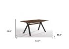 63" Walnut And Black Rectangular Dining Table