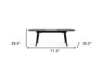 71" Black Rectangular Manufactured Wood Butterfly Leaf Dining Table