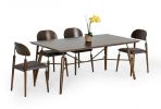71" Brown Rectangular Manufactured Wood And Solid Wood Dining Table