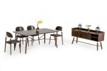 71" Brown Rectangular Manufactured Wood And Solid Wood Dining Table