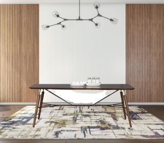 71" Brown Rectangular Manufactured Wood And Solid Wood Dining Table