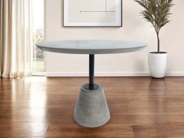 35" Grey Rounded Concrete And Iron Dining Table