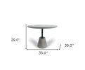 35" Grey Rounded Concrete And Iron Dining Table