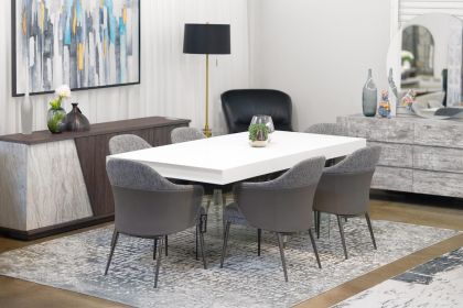 79" White And Clear Rectangular Manufactured Wood And Glass Dining Table
