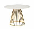 43" White And Gold Rounded Stainless Steel Pedestal Base Dining Table