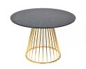 43" Black And Gold Rounded Stainless Steel Pedestal Base Dining Table