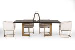 87" Black And Brass Rectangular Dining Table