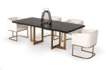 87" Black And Brass Rectangular Dining Table