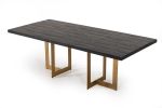 87" Black And Brass Rectangular Dining Table