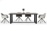 87" Black Rectangular Solid Manufactured Wood And Iron Dining Table