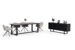 87" Black Rectangular Solid Manufactured Wood And Iron Dining Table