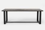 87" Black Rectangular Solid Manufactured Wood And Iron Dining Table