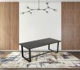 87" Black Rectangular Solid Manufactured Wood And Iron Dining Table