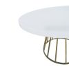 51" White And Brass Rounded Concrete And Iron Dining Table