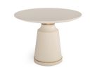 39" Off White And Off White And Brass Rounded Concrete Dining Table